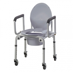 Inodoro de acero con brazo abatible y ruedas